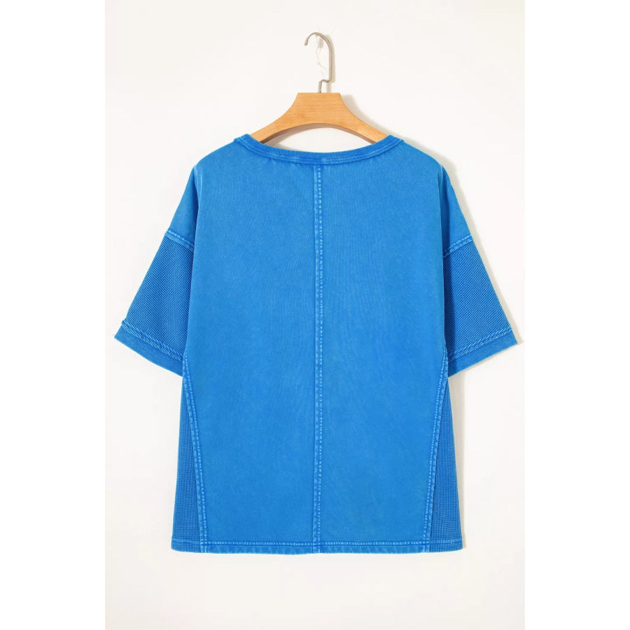 Mineral Wash Star Mesh Patchwork Oversize Tee Apparel and Accessories