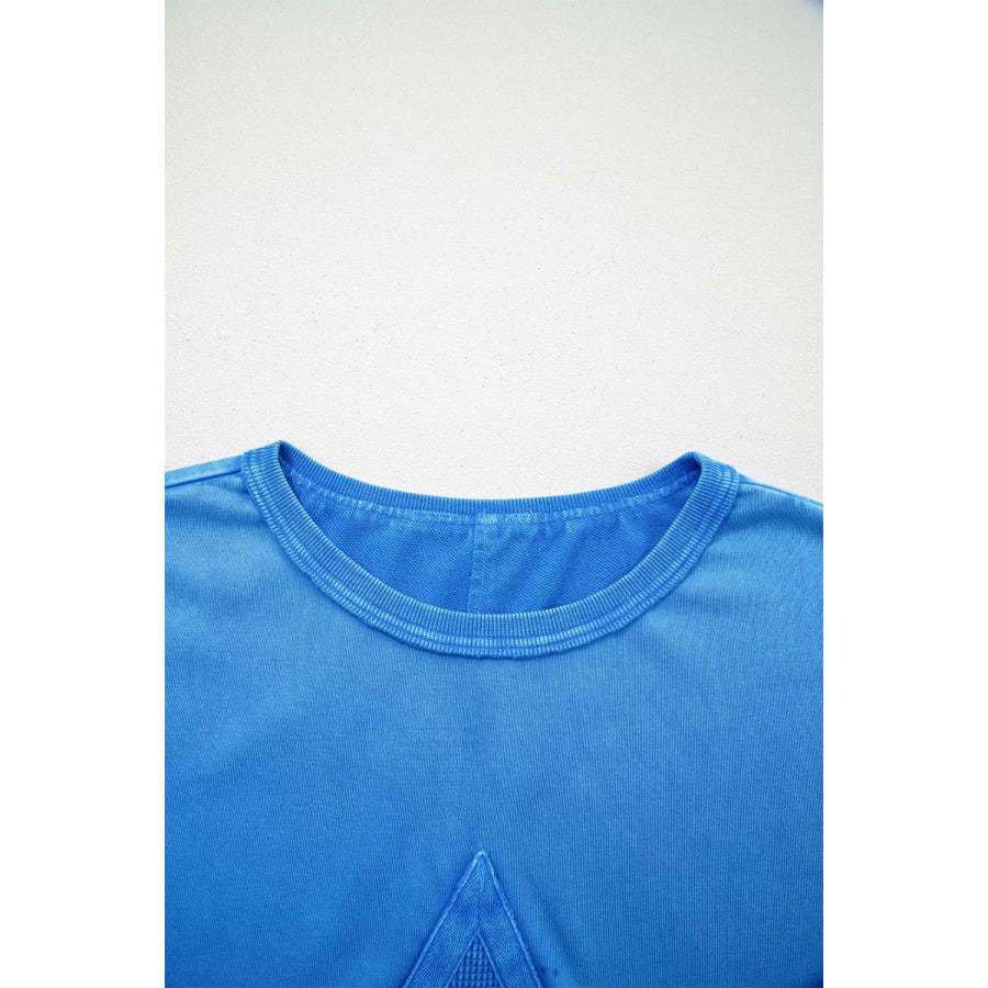 Mineral Wash Star Mesh Patchwork Oversize Tee Apparel and Accessories