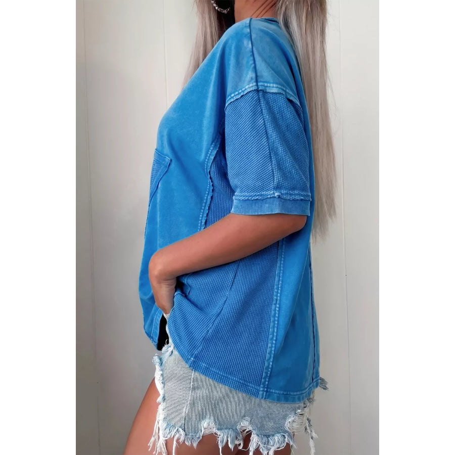 Mineral Wash Star Mesh Patchwork Oversize Tee Apparel and Accessories