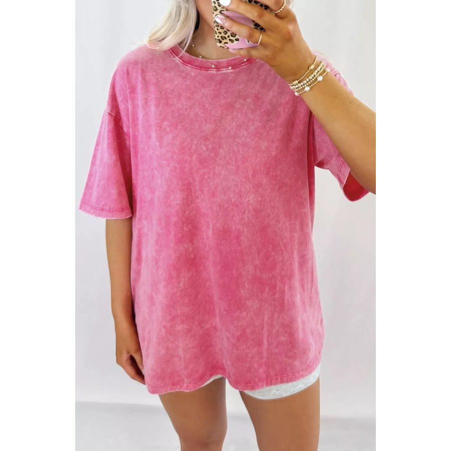 Mineral Washed Oversized Tee Pink / S Apparel and Accessories