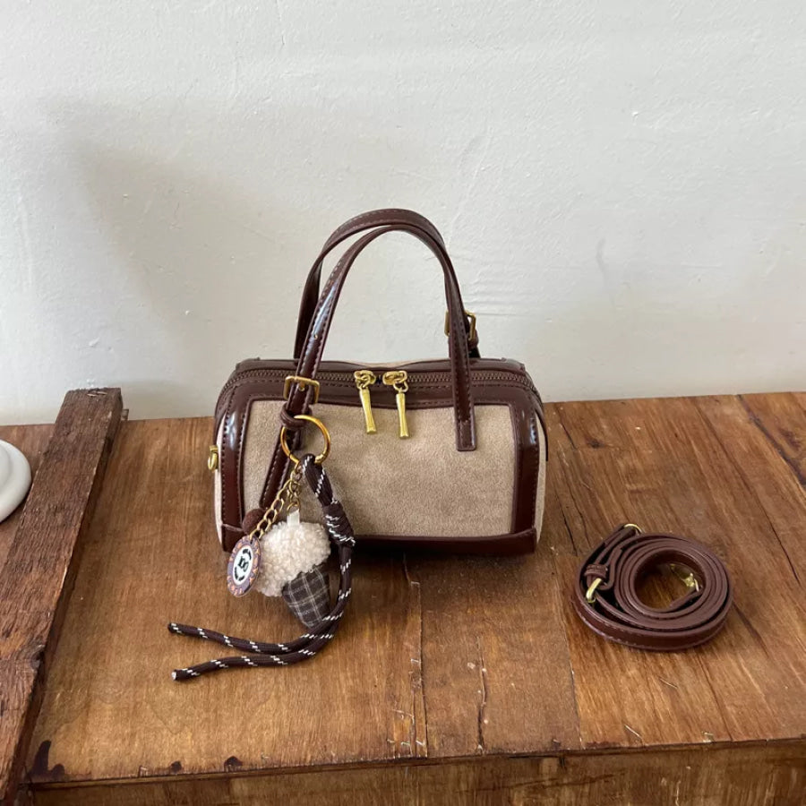 Mini Barrel Crossbody Bag with Cute Charm Apparel and Accessories