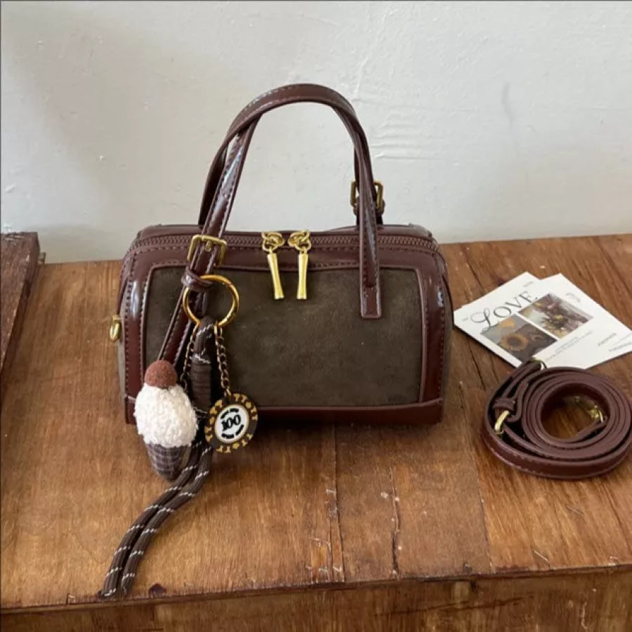Mini Barrel Crossbody Bag with Cute Charm Apparel and Accessories