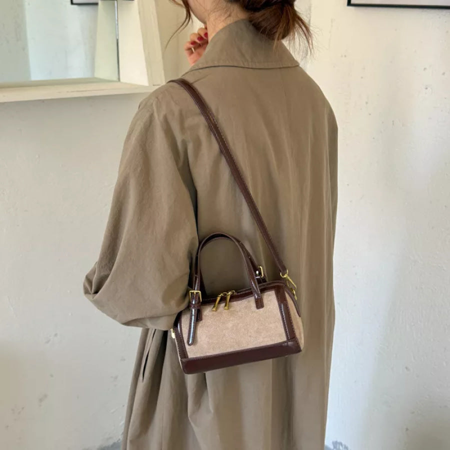 Mini Barrel Crossbody Bag with Cute Charm Khaki / One Size Apparel and Accessories