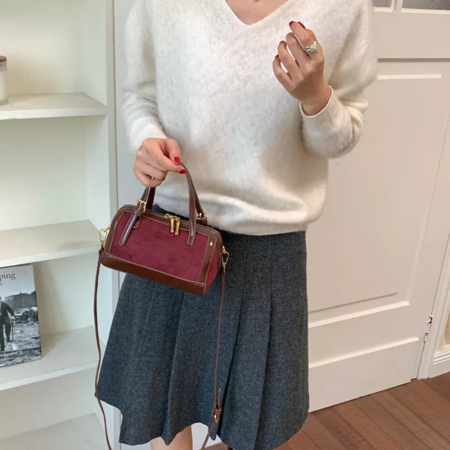 Mini Barrel Crossbody Bag with Cute Charm Wine Red / One Size Apparel and Accessories