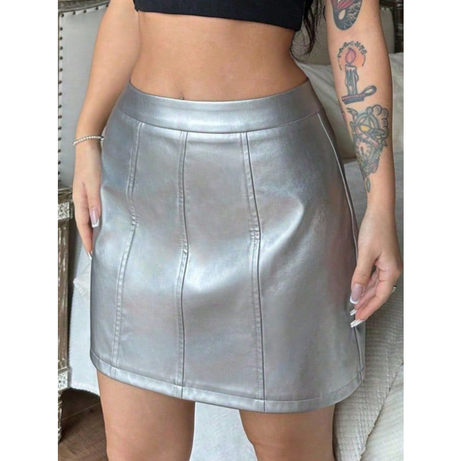 Mini Skirt with Zipper Silver / S Apparel and Accessories