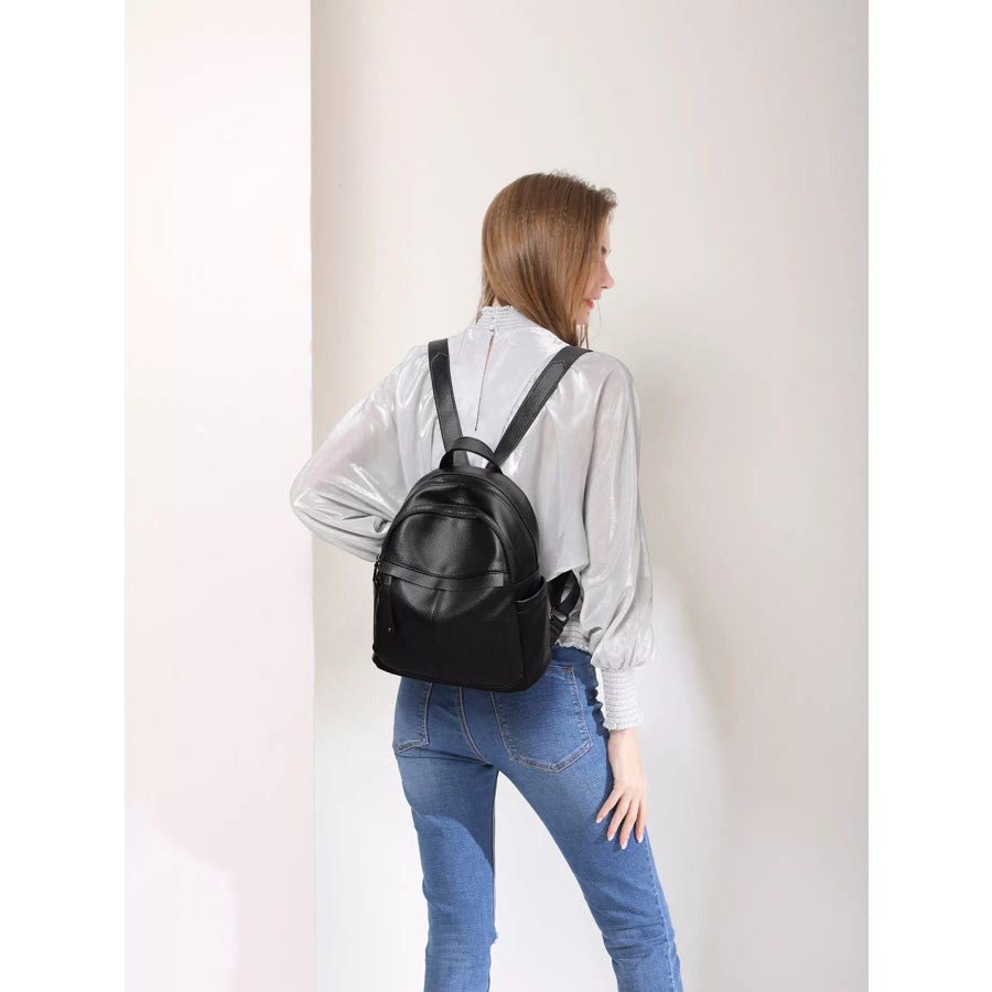 Minimalist Chic PU Leather Casual Backpack Bag Black / onesize Apparel and Accessories