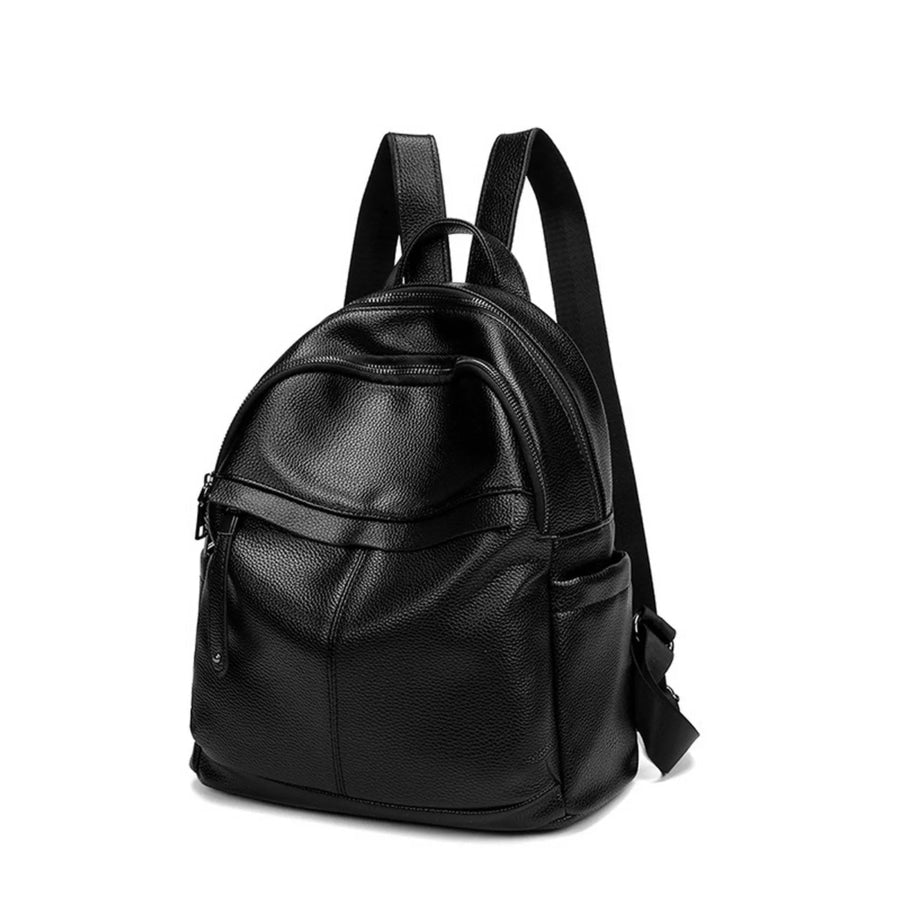 Minimalist Chic PU Leather Casual Backpack Bag Black / onesize Apparel and Accessories