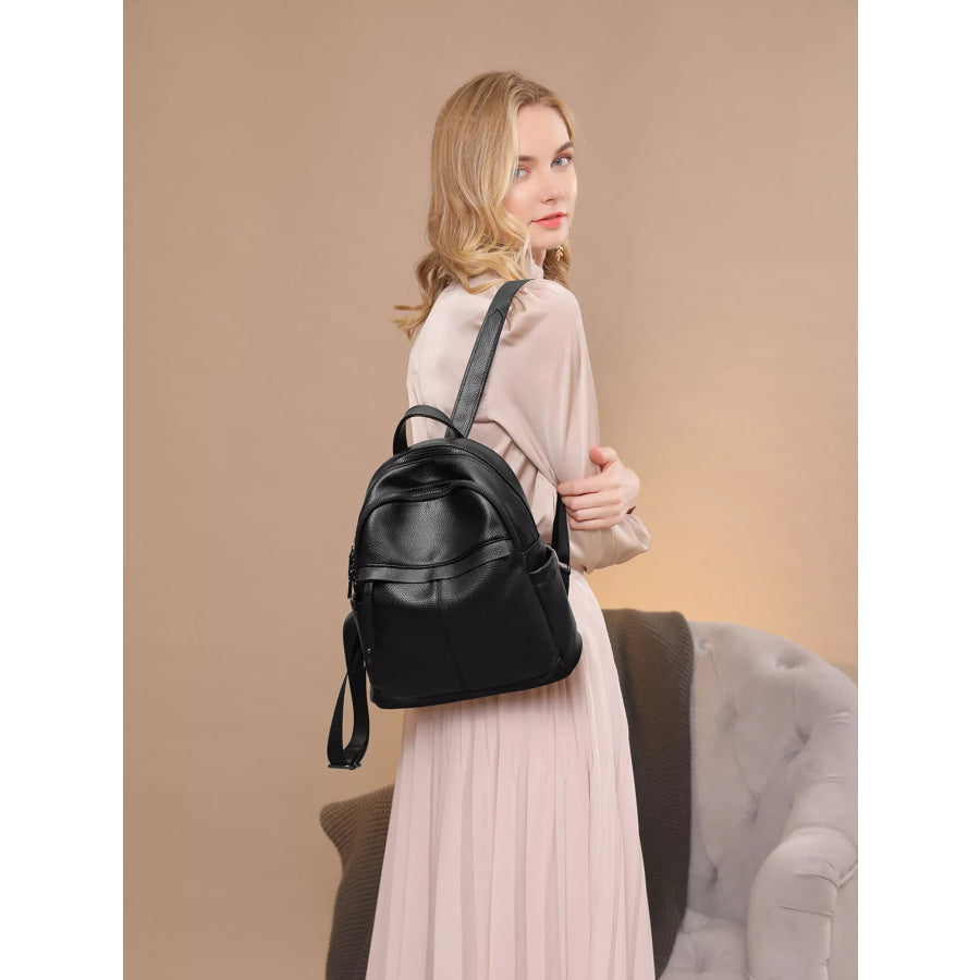 Minimalist Chic PU Leather Casual Backpack Bag Black / onesize Apparel and Accessories