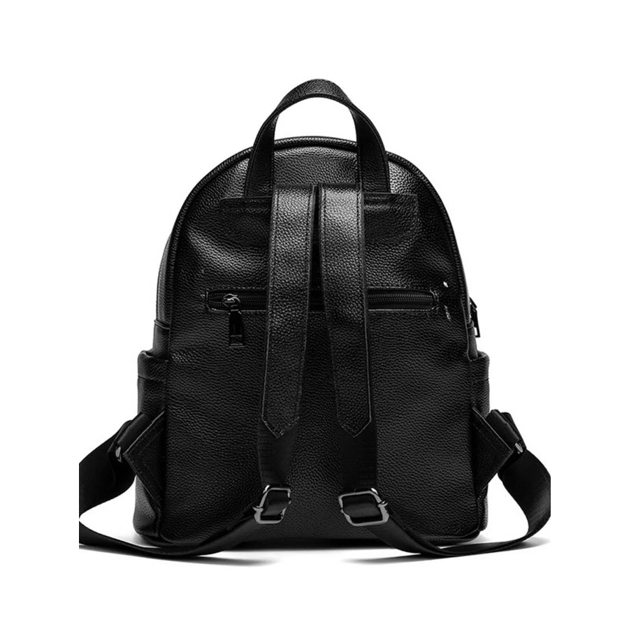 Minimalist Chic PU Leather Casual Backpack Bag Black / onesize Apparel and Accessories
