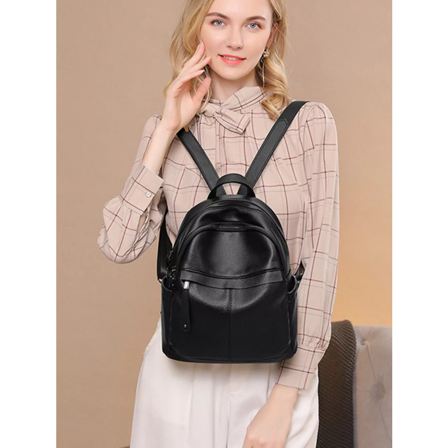 Minimalist Chic PU Leather Casual Backpack Bag Black / onesize Apparel and Accessories