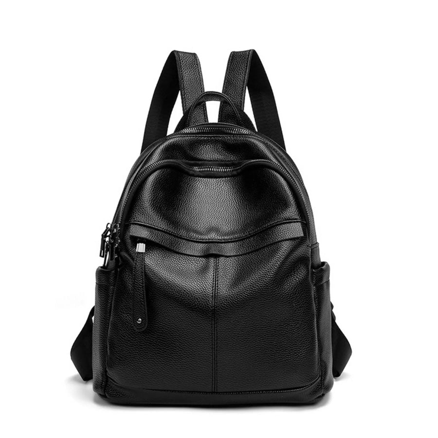Minimalist Chic PU Leather Casual Backpack Bag Black / onesize Apparel and Accessories