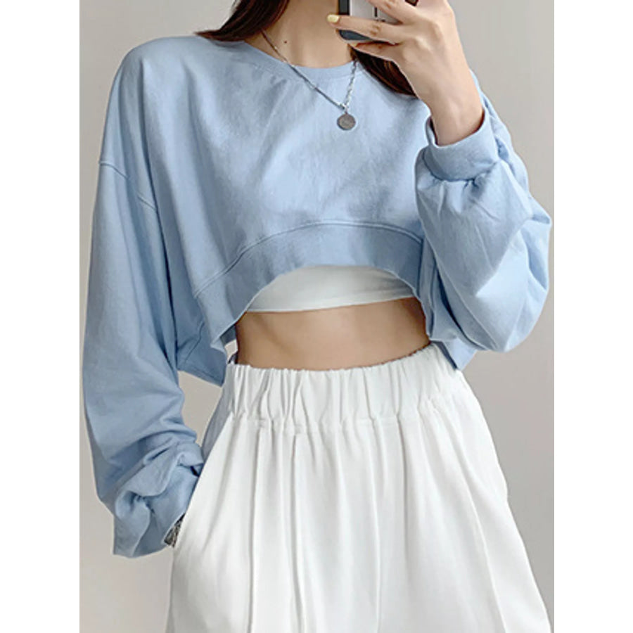 Minimalist Cropped Sweatshirt Sky Blue / M Apparel and Accessories