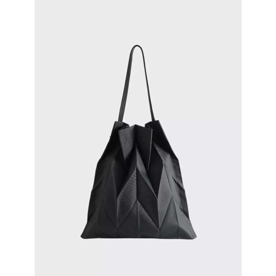 Minimalist Geometric Pleated Tote Handbag Black / onesize Apparel and Accessories