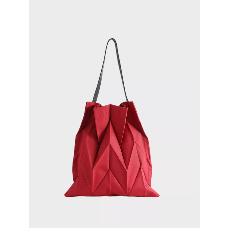 Minimalist Geometric Pleated Tote Handbag Red / onesize Apparel and Accessories