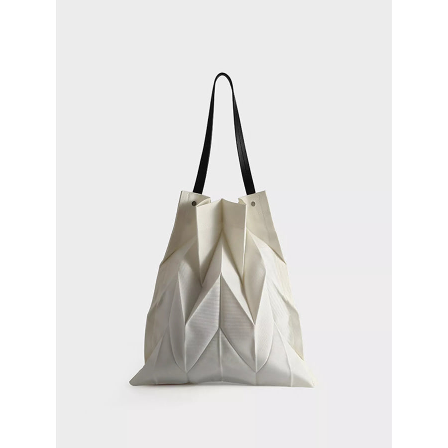 Minimalist Geometric Pleated Tote Handbag White / onesize Apparel and Accessories