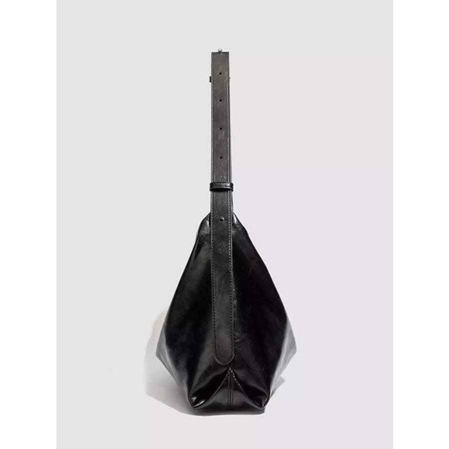 Minimalist Glossy Leather Slouchy Shoulder Bag Black / onesize Apparel and Accessories