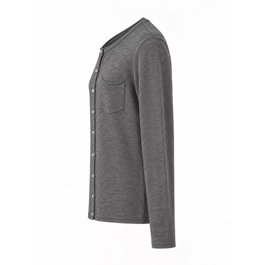 Minimalist Lightweight Crew Neck Cardigan with Chest Pocket Apparel and Accessories