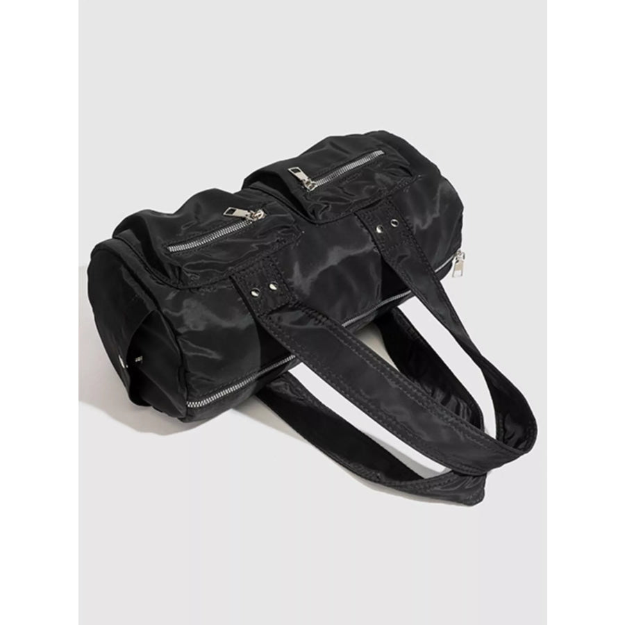 Minimalist Nylon Barrel Shoulder Bag with Multi-Pocket Utility Black / onesize Apparel and Accessories
