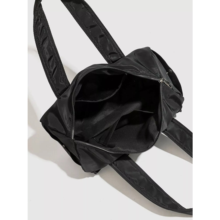 Minimalist Nylon Barrel Shoulder Bag with Multi-Pocket Utility Black / onesize Apparel and Accessories