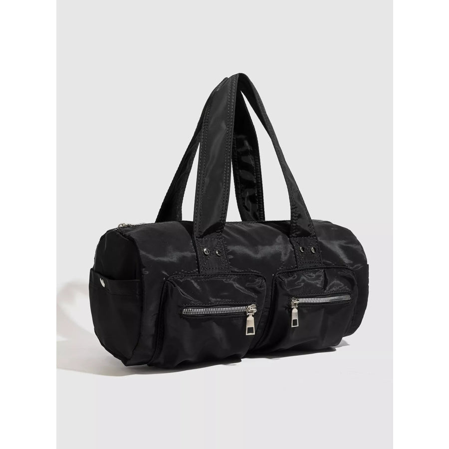Minimalist Nylon Barrel Shoulder Bag with Multi-Pocket Utility Black / onesize Apparel and Accessories