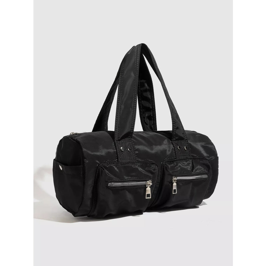 Minimalist Nylon Barrel Shoulder Bag with Multi-Pocket Utility Black / onesize Apparel and Accessories