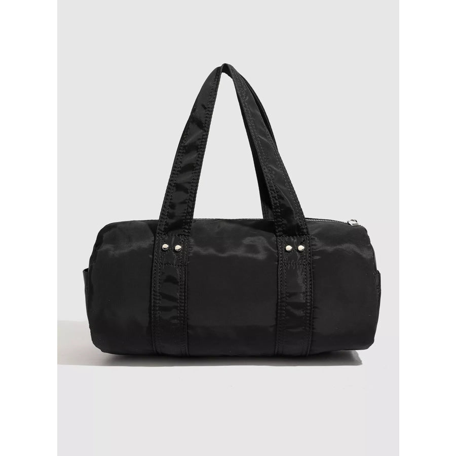 Minimalist Nylon Barrel Shoulder Bag with Multi-Pocket Utility Black / onesize Apparel and Accessories