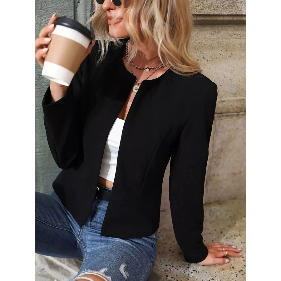Minimalist Open-Front Cropped Blazer Black / S Apparel and Accessories