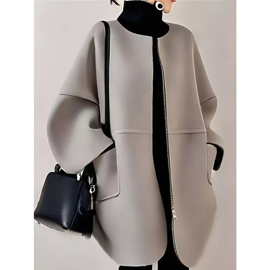 Minimalist Oversized Scuba-Style Outerwear Coat Silver / S Apparel and Accessories
