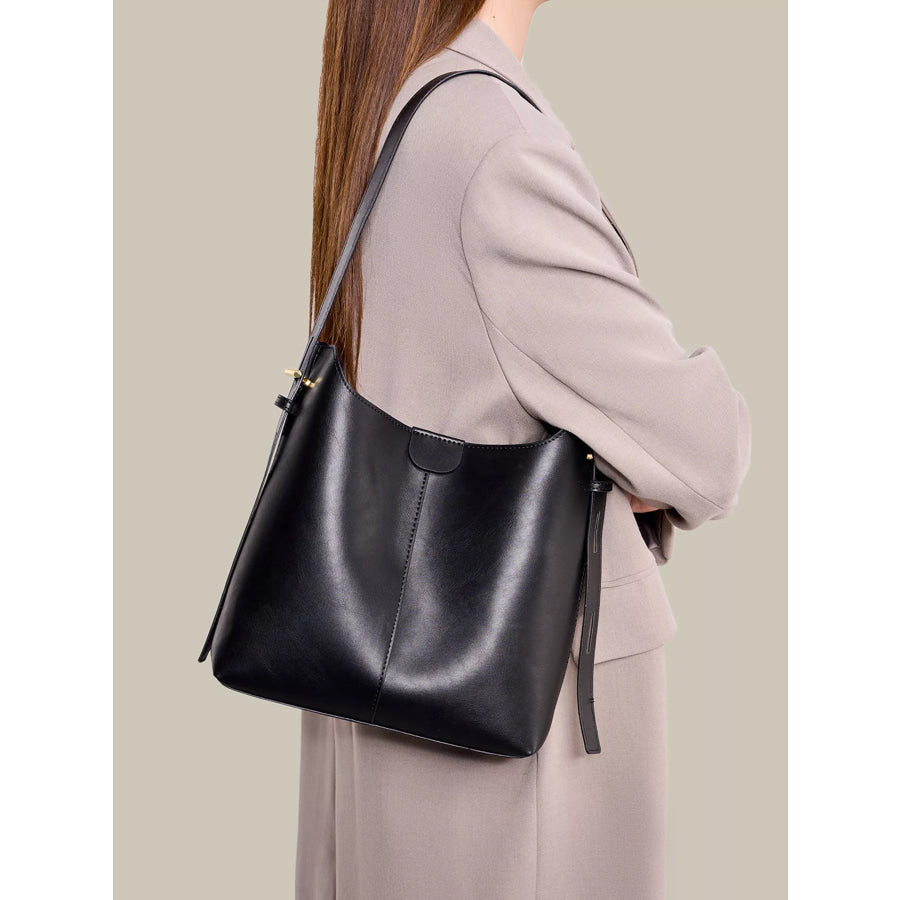 Minimalist PU Leather Bucket Shoulder Bag Apparel and Accessories