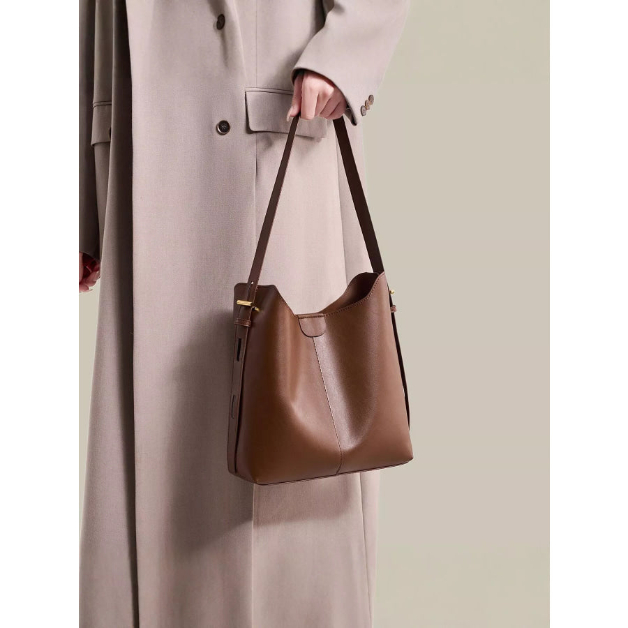 Minimalist PU Leather Bucket Shoulder Bag Apparel and Accessories