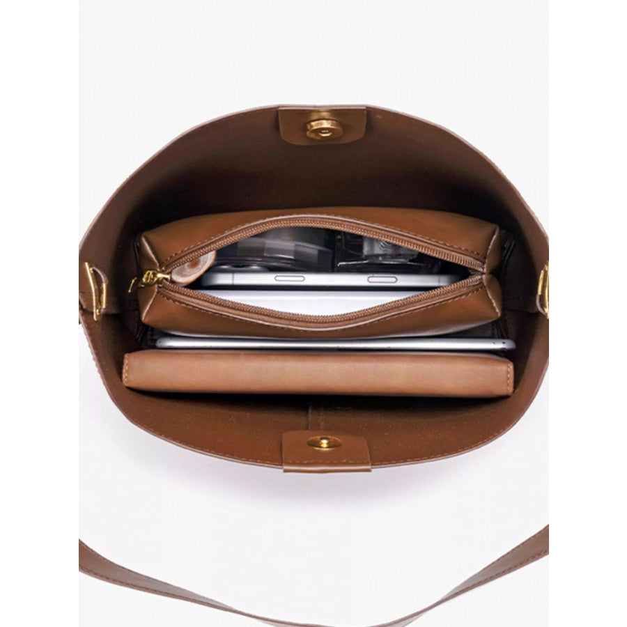 Minimalist PU Leather Bucket Shoulder Bag Apparel and Accessories
