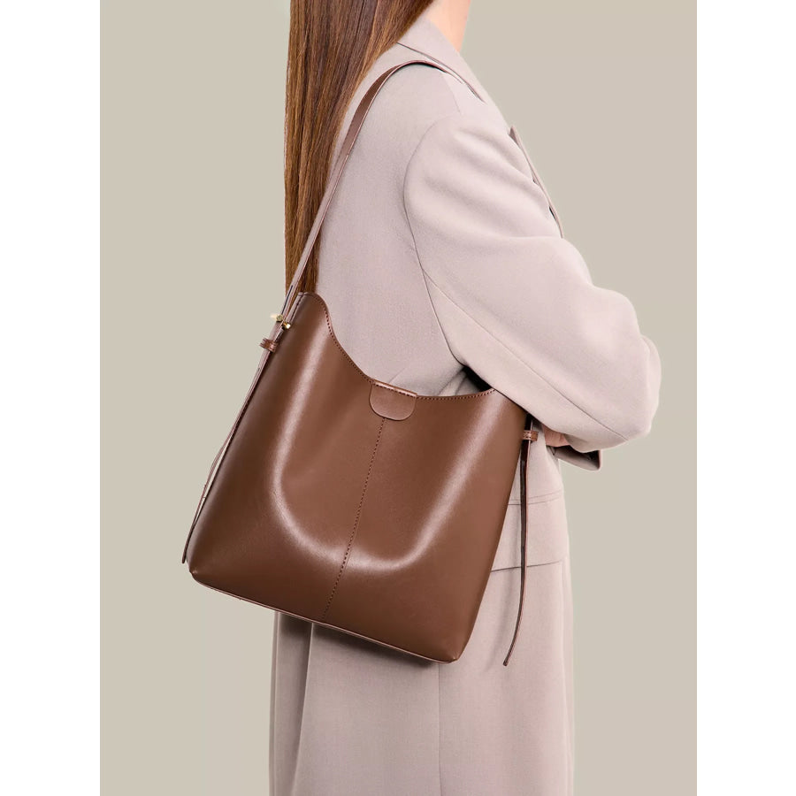 Minimalist PU Leather Bucket Shoulder Bag Brown / onesize Apparel and Accessories