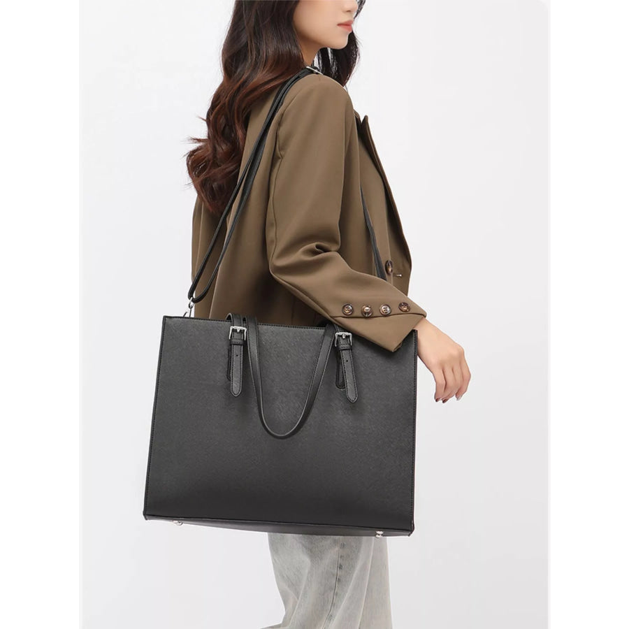 Minimalist PU Leather Tote Bag Black / onesize Apparel and Accessories