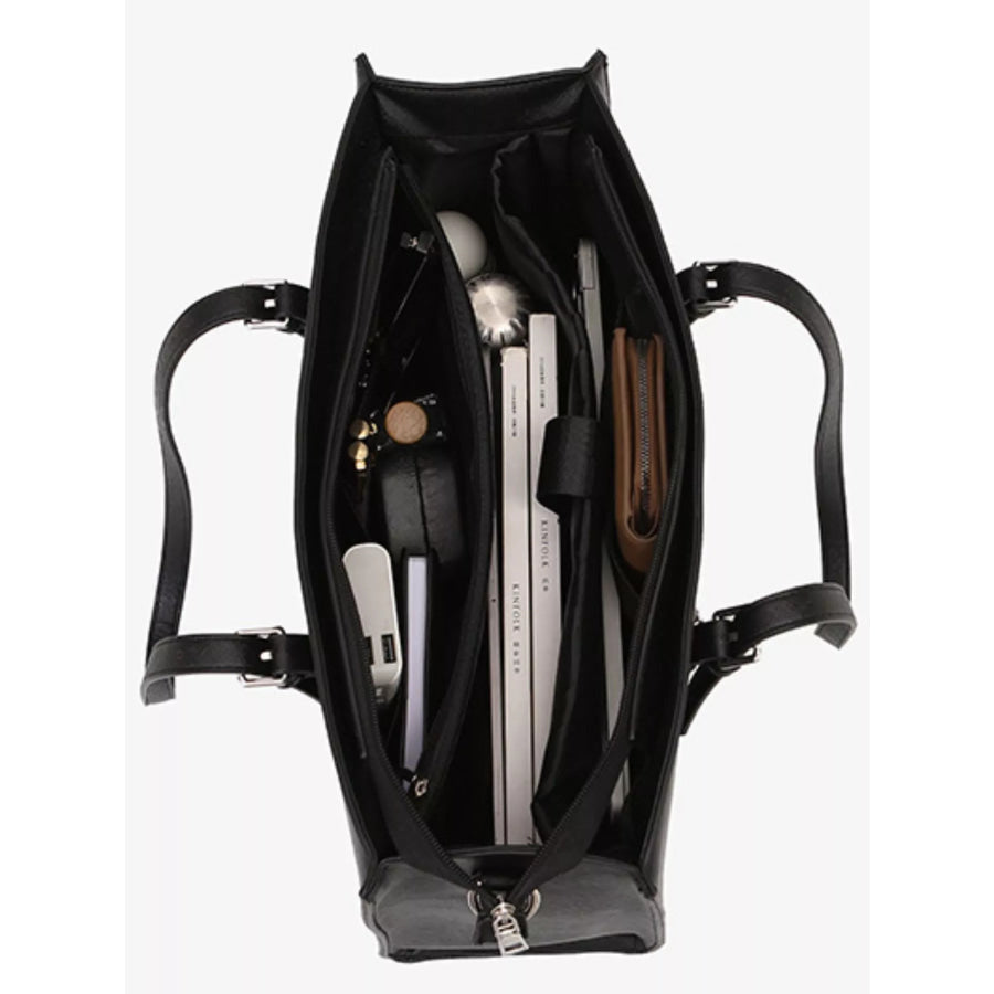 Minimalist PU Leather Tote Bag Black / onesize Apparel and Accessories