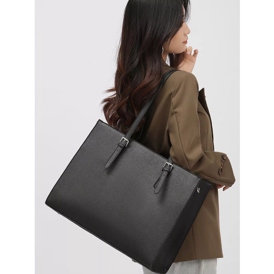 Minimalist PU Leather Tote Bag Black / onesize Apparel and Accessories