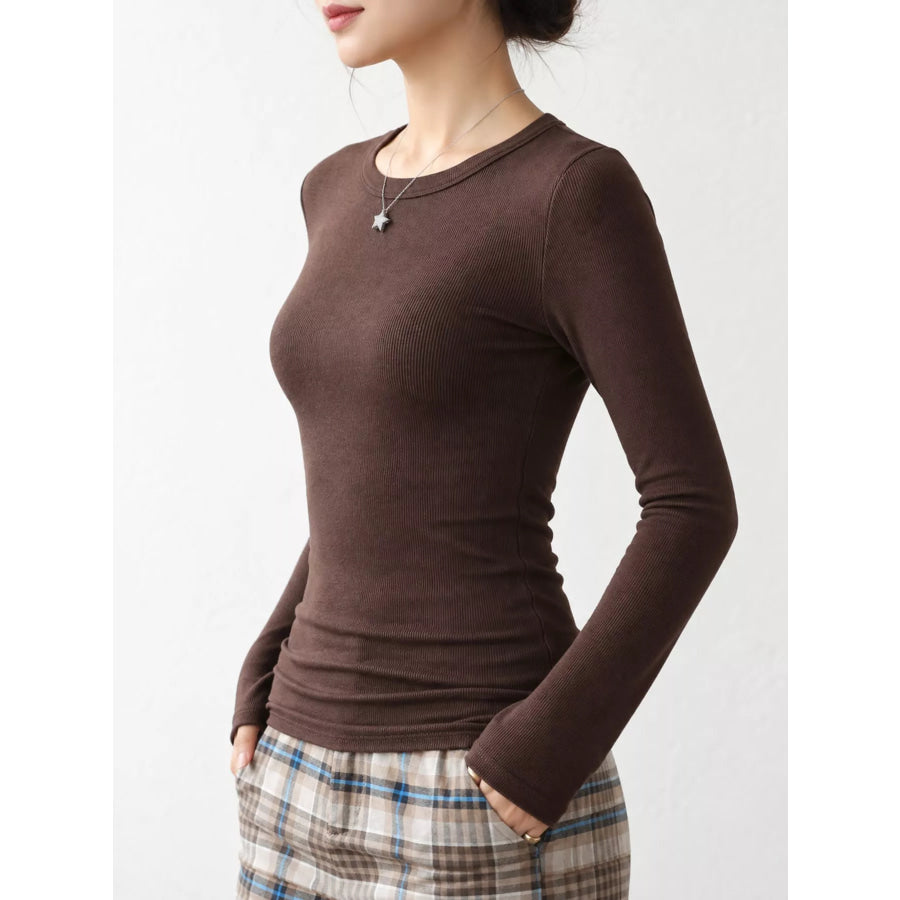Minimalist Slim-Fit Long Sleeve Crew Neck T-Shirt Apparel and Accessories