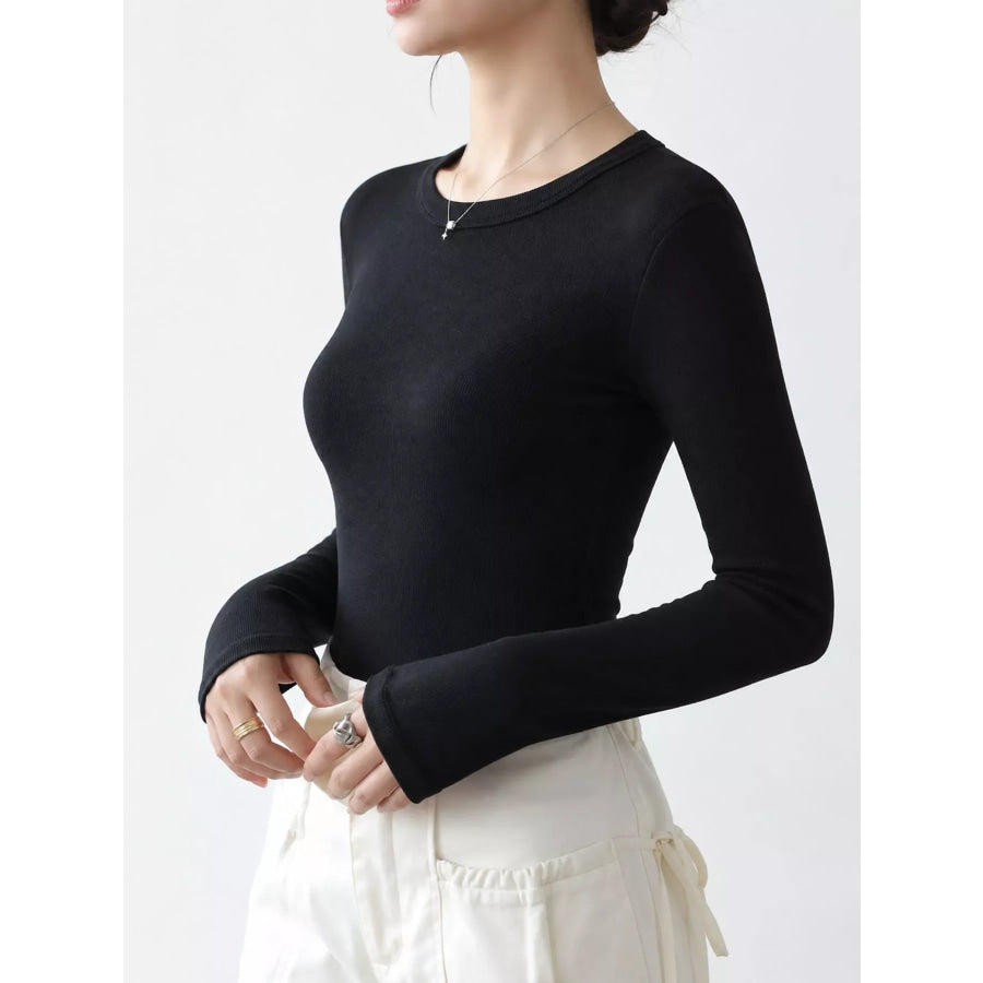 Minimalist Slim-Fit Long Sleeve Crew Neck T-Shirt Apparel and Accessories