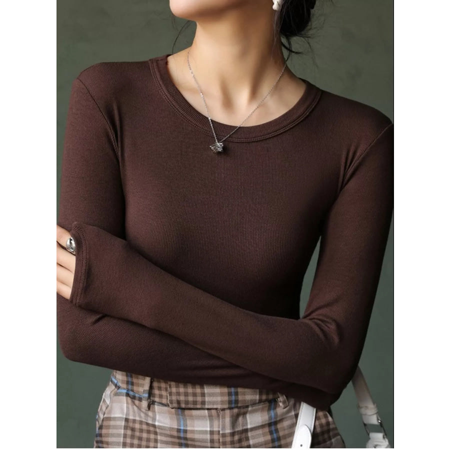 Minimalist Slim-Fit Long Sleeve Crew Neck T-Shirt Apparel and Accessories
