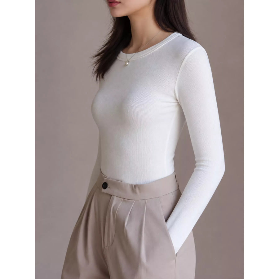 Minimalist Slim-Fit Long Sleeve Crew Neck T-Shirt Apparel and Accessories