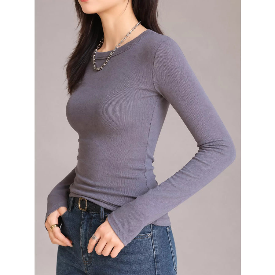 Minimalist Slim-Fit Long Sleeve Crew Neck T-Shirt Apparel and Accessories