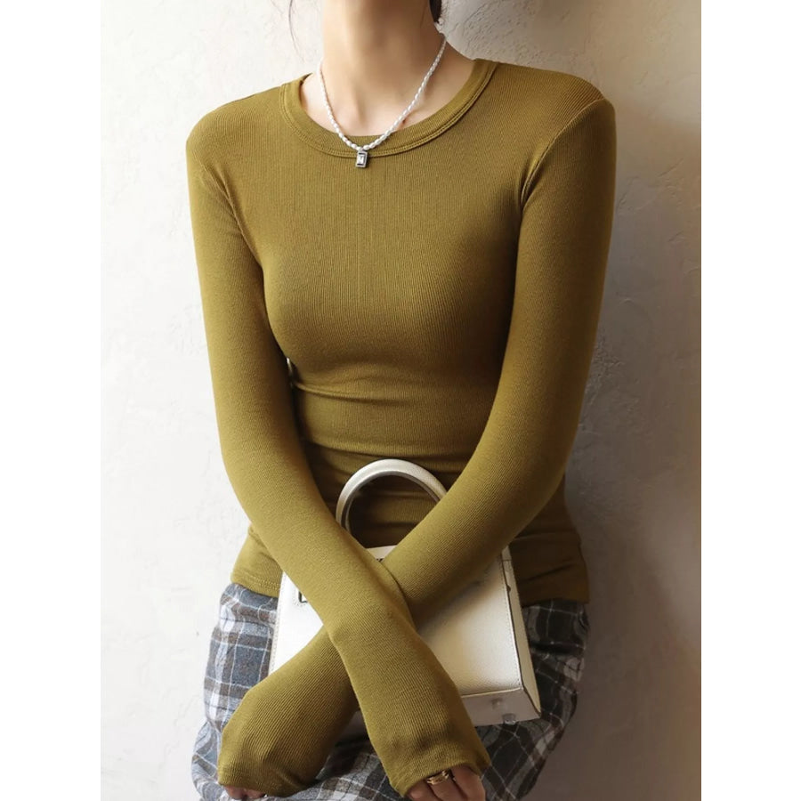 Minimalist Slim-Fit Long Sleeve Crew Neck T-Shirt Apparel and Accessories