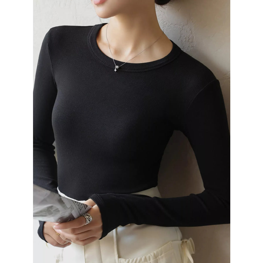Minimalist Slim-Fit Long Sleeve Crew Neck T-Shirt Apparel and Accessories