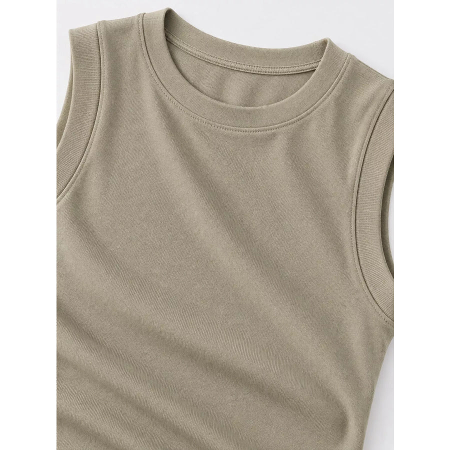 Minimalist Slim-Fit Sleeveless Crew Neck Cami Tank Top Apparel and Accessories