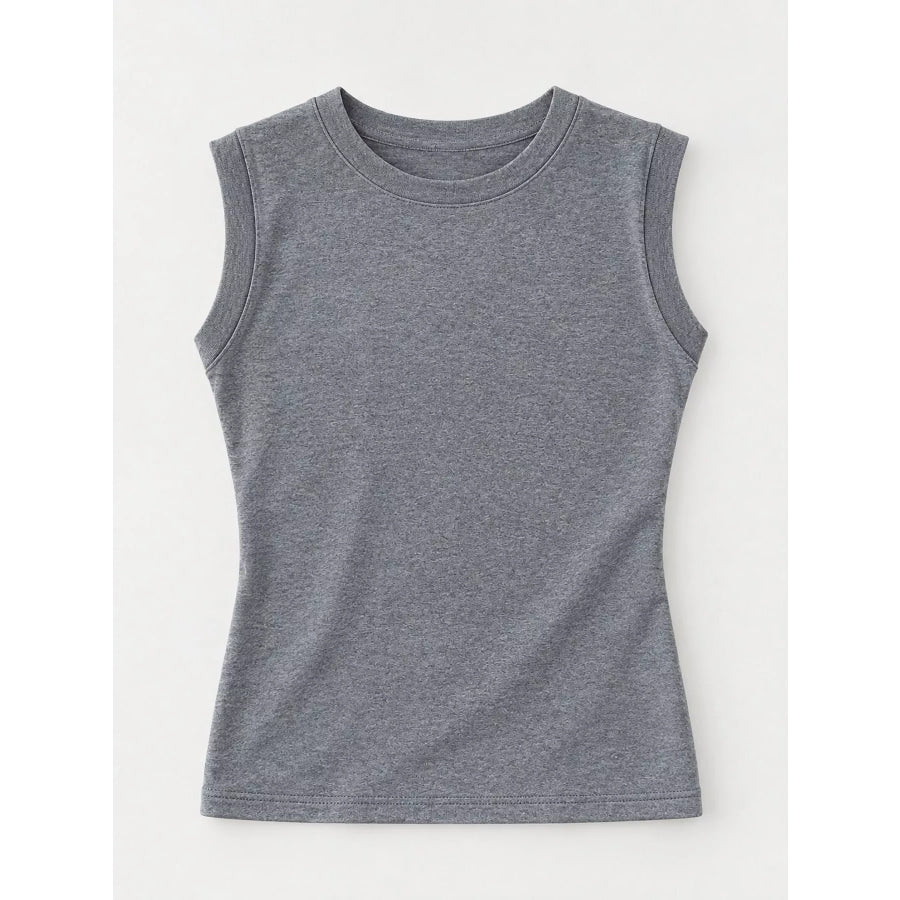Minimalist Slim-Fit Sleeveless Crew Neck Cami Tank Top Apparel and Accessories