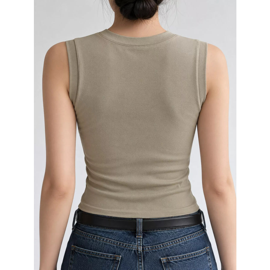 Minimalist Slim-Fit Sleeveless Crew Neck Cami Tank Top Apparel and Accessories