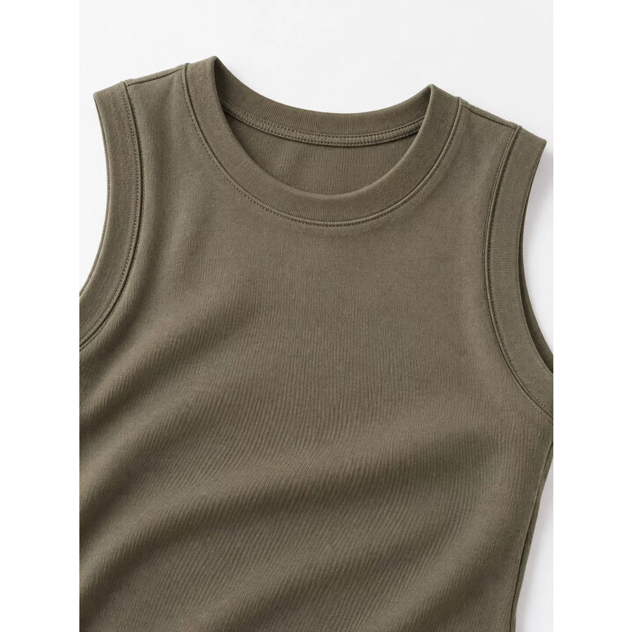 Minimalist Slim-Fit Sleeveless Crew Neck Cami Tank Top Apparel and Accessories