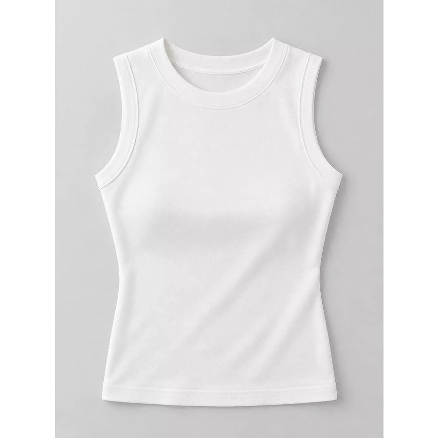 Minimalist Slim-Fit Sleeveless Crew Neck Cami Tank Top Apparel and Accessories