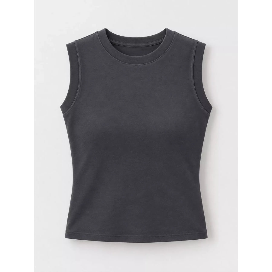 Minimalist Slim-Fit Sleeveless Crew Neck Cami Tank Top Apparel and Accessories