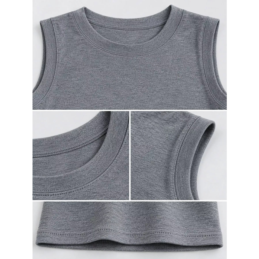 Minimalist Slim-Fit Sleeveless Crew Neck Cami Tank Top Apparel and Accessories