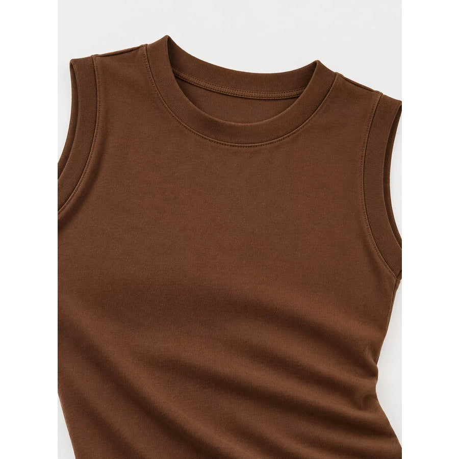 Minimalist Slim-Fit Sleeveless Crew Neck Cami Tank Top Apparel and Accessories